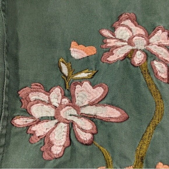 Ashley by 26 International Olive Jacket Embroidered Flowers, Women Small - Picture 6 of 10
